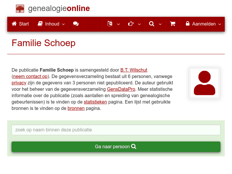 Screenshot van website