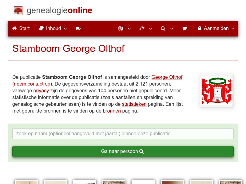Screenshot van website