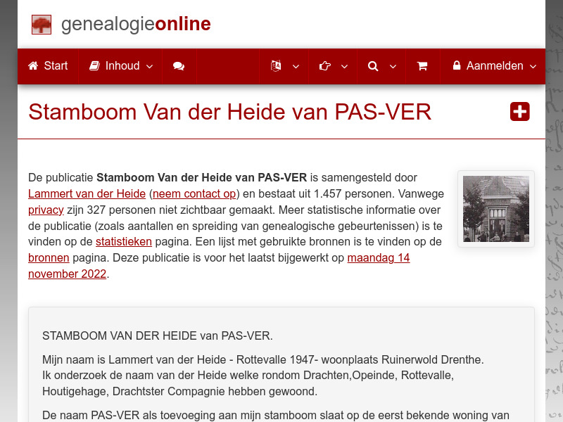 Screenshot van website