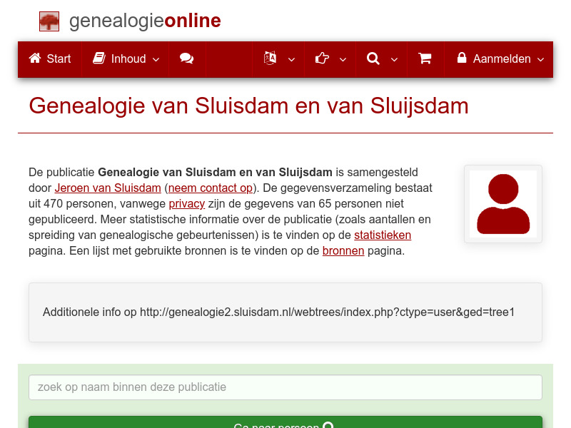 Screenshot van website