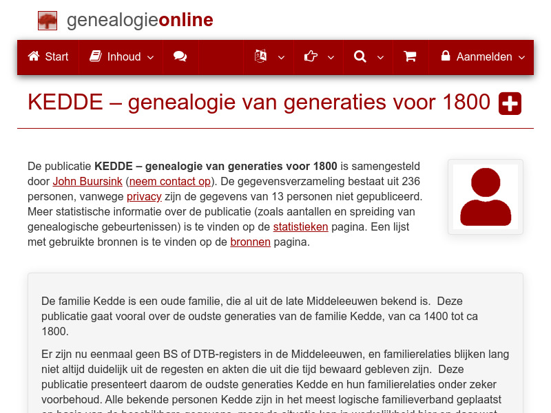 Screenshot van website