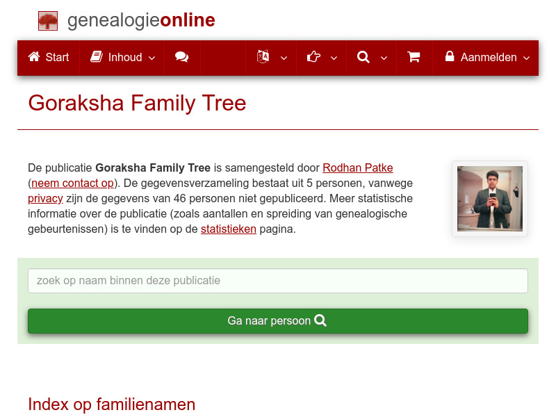 Screenshot van website