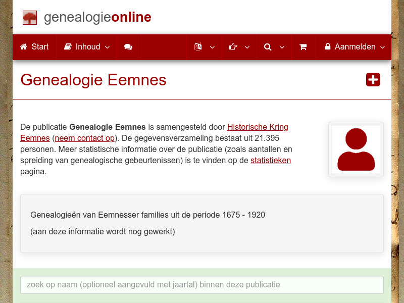 Screenshot van website