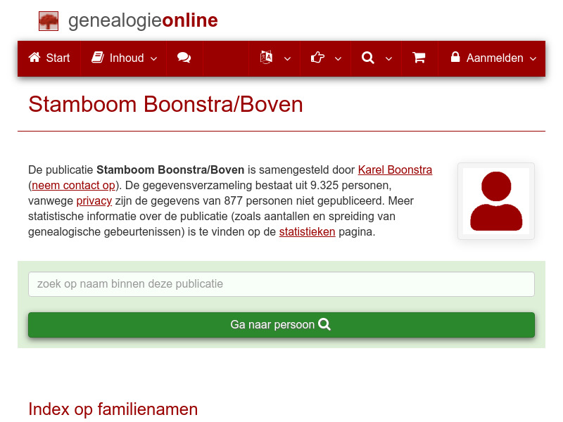 Screenshot van website