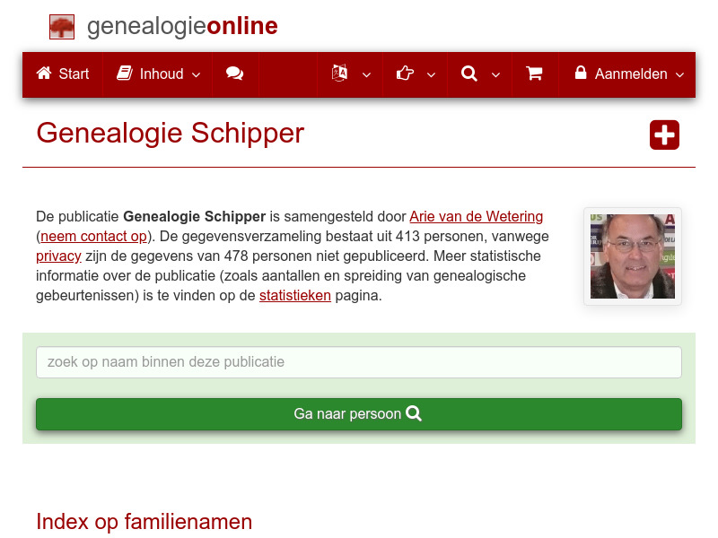 Screenshot van website