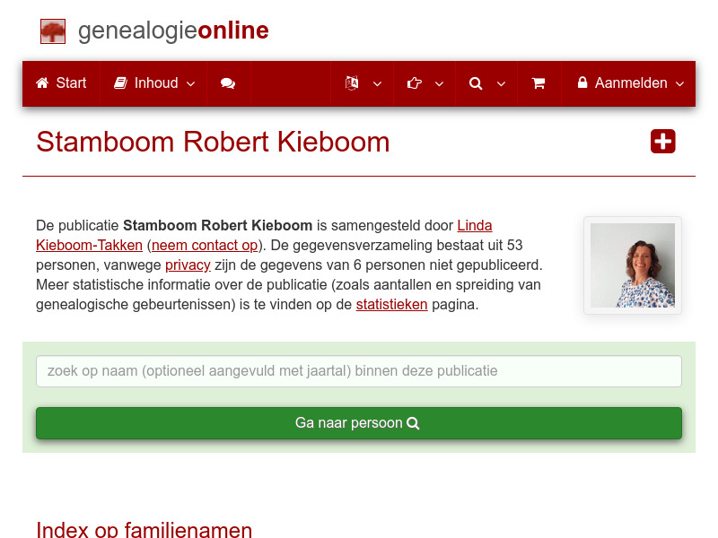 Screenshot van website