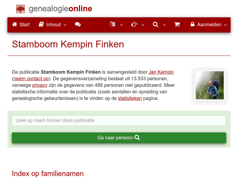 Screenshot van website