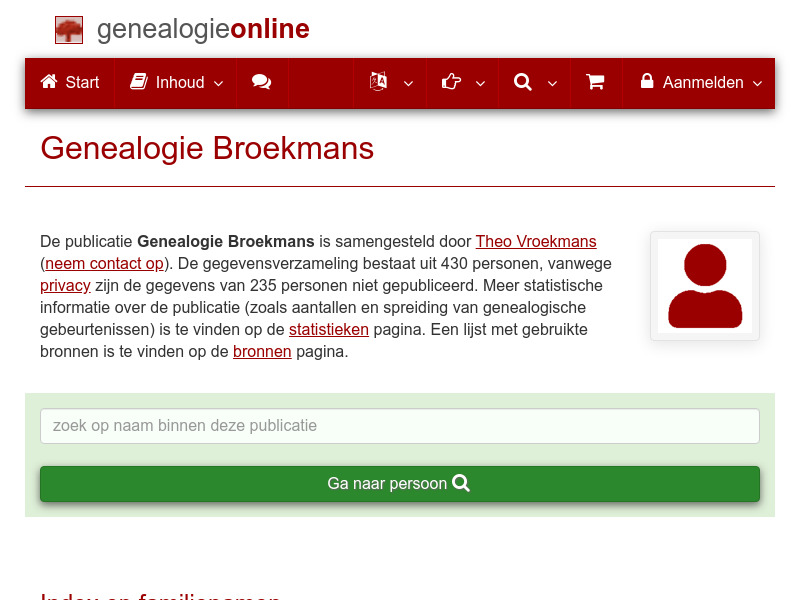 Screenshot van website
