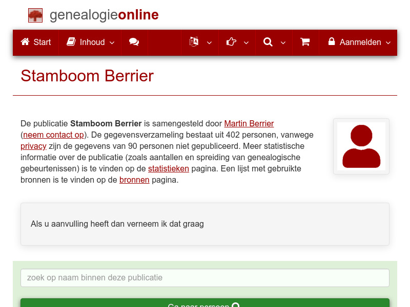 Screenshot van website