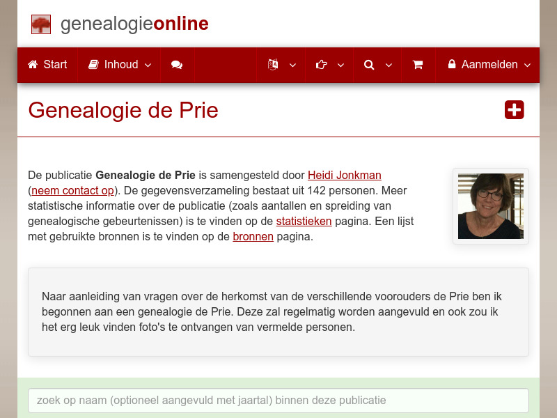 Screenshot van website