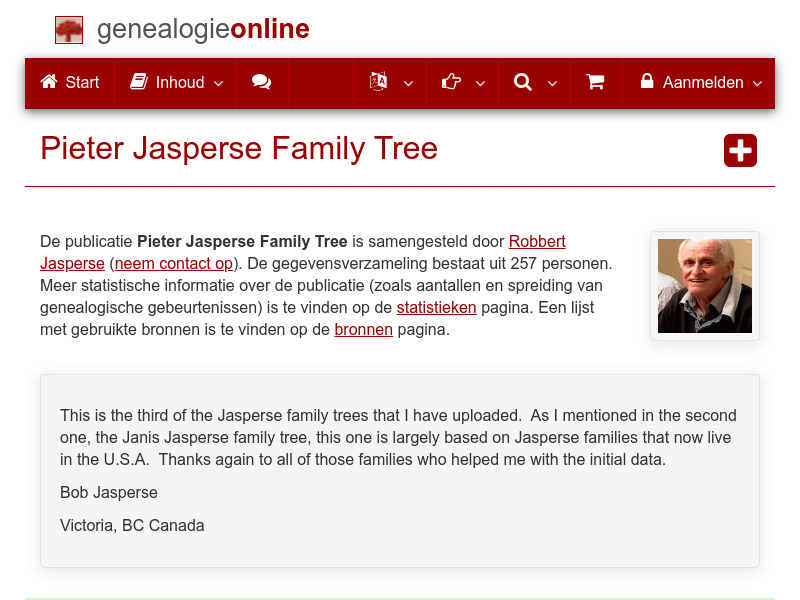 Screenshot van website