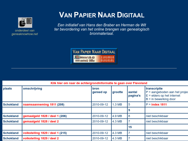 Screenshot van website