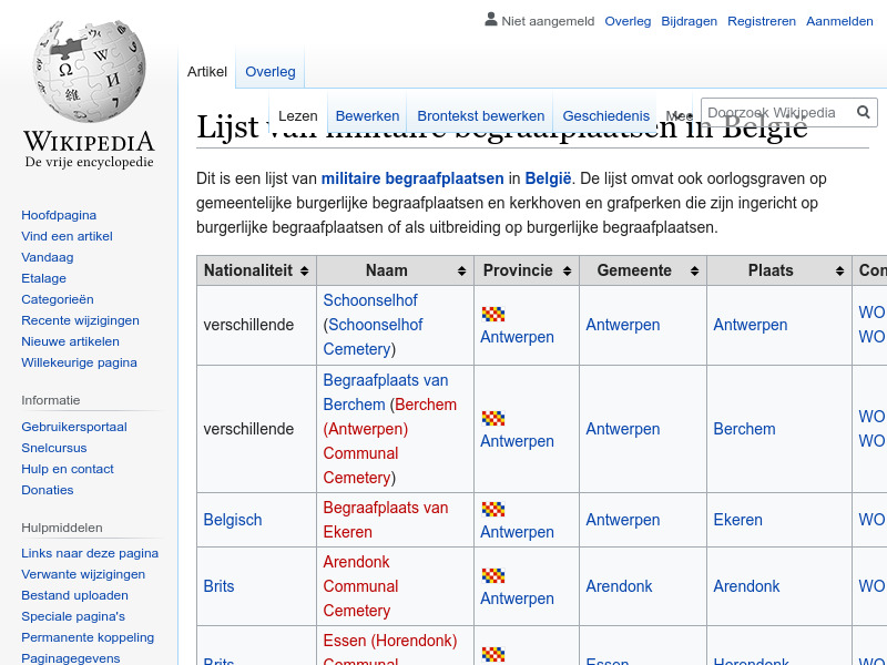 Screenshot van website