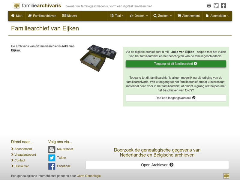 Screenshot van website