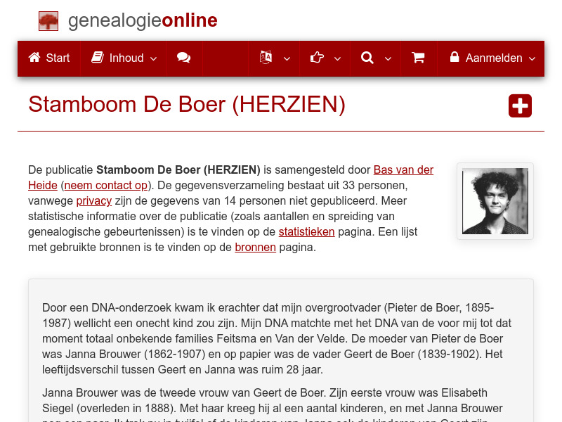 Screenshot van website