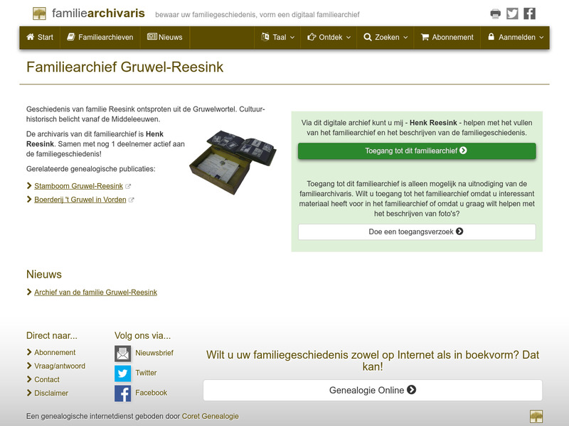 Screenshot van website