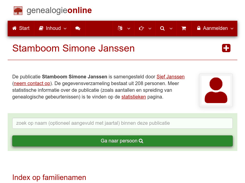 Screenshot van website