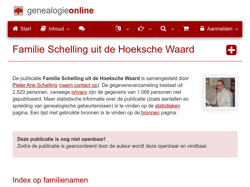 Screenshot van website