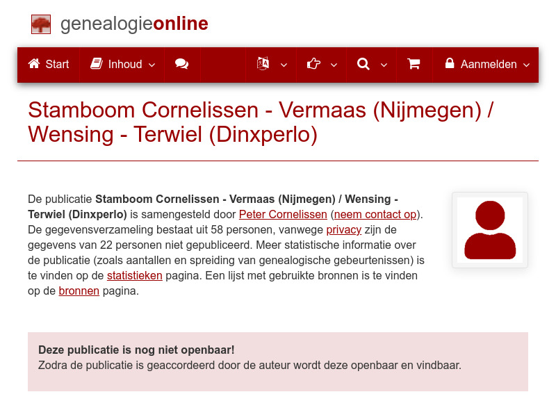 Screenshot van website
