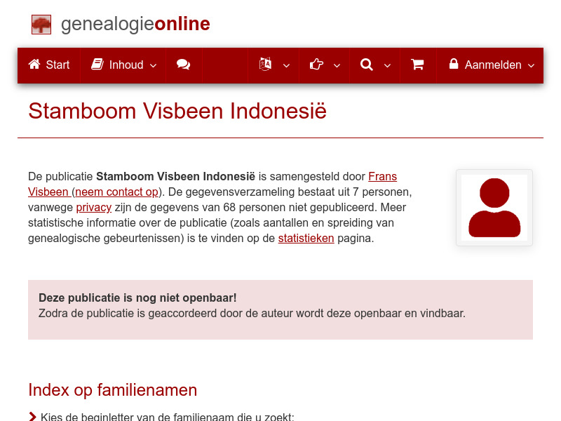 Screenshot van website