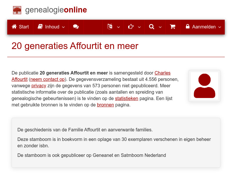 Screenshot van website