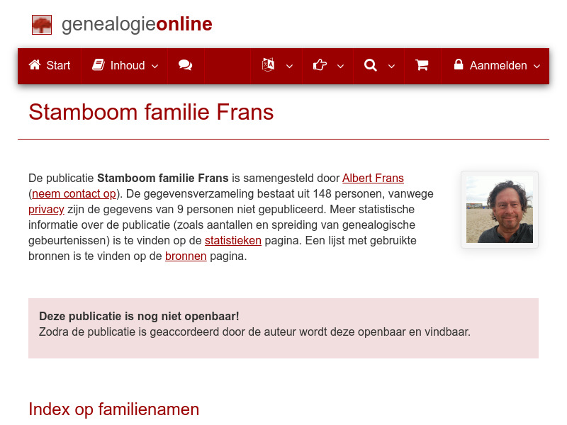 Screenshot van website