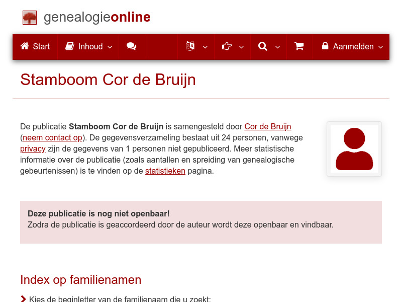 Screenshot van website