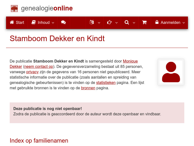 Screenshot van website