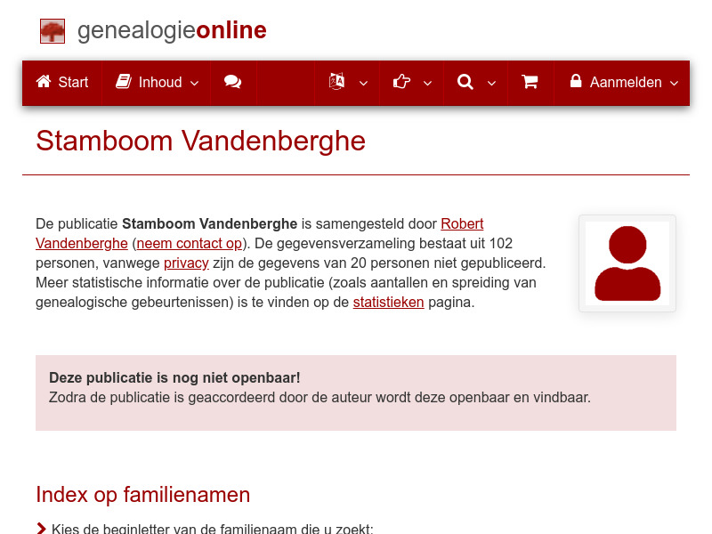 Screenshot van website