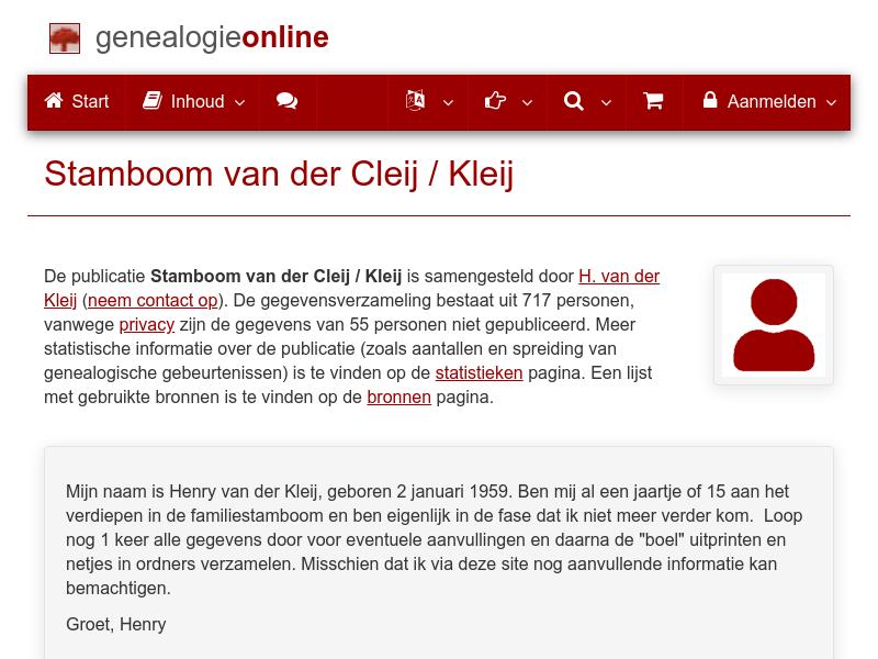 Screenshot van website