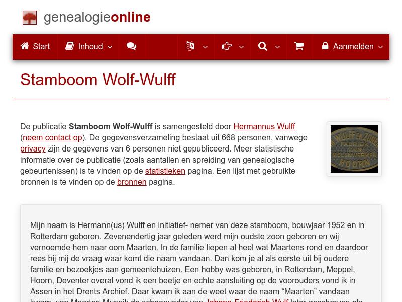 Screenshot van website