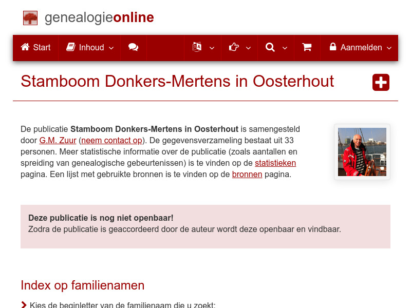 Screenshot van website