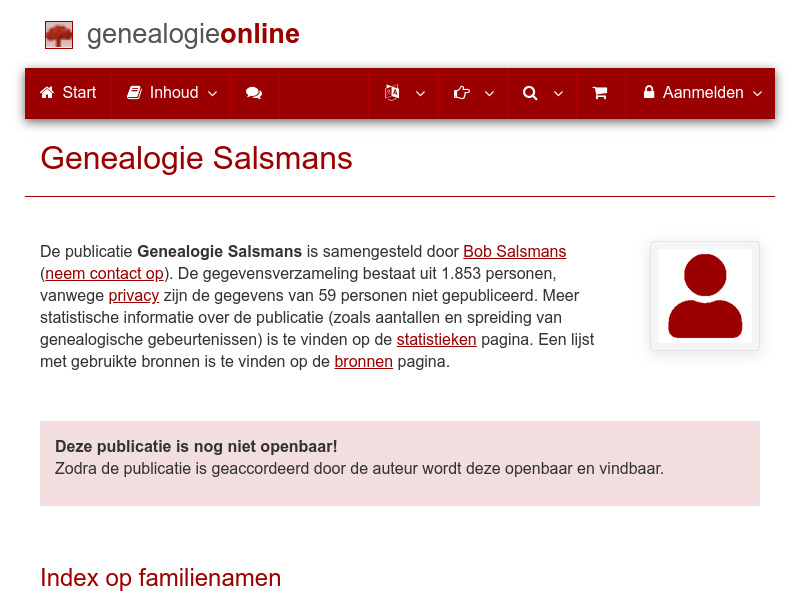 Screenshot van website