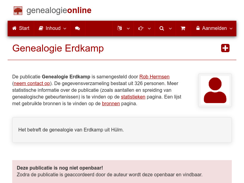 Screenshot van website