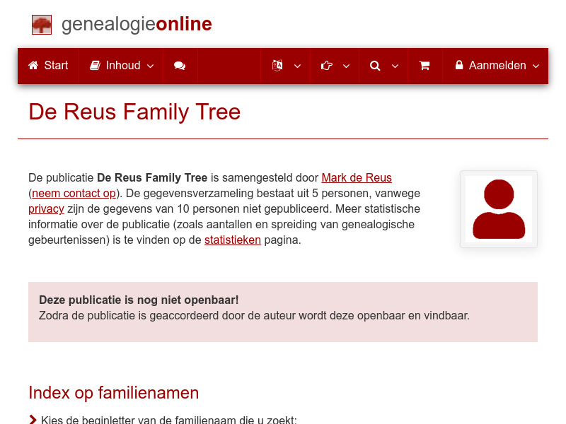 Screenshot van website