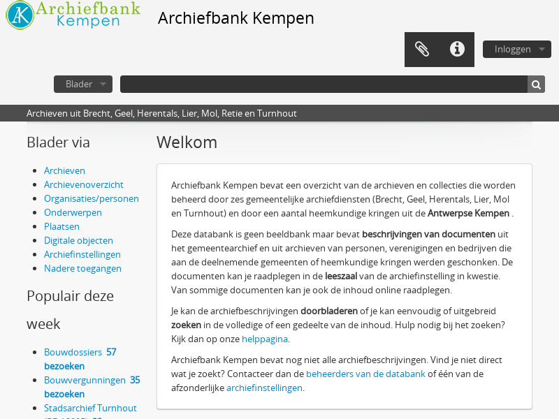 Screenshot van website