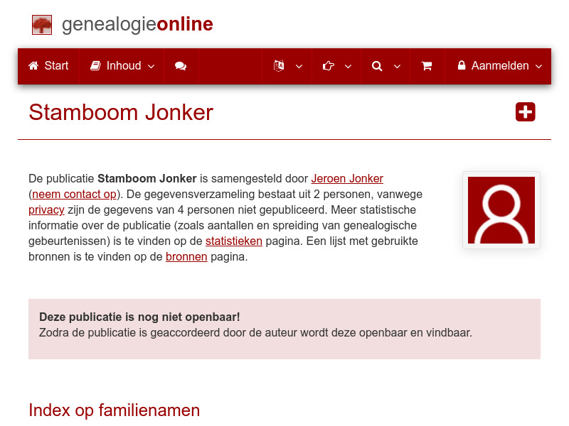 Screenshot van website