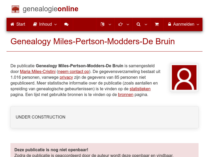 Screenshot van website