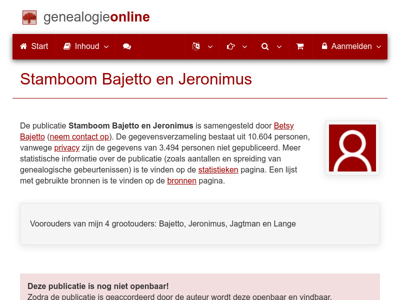 Screenshot van website