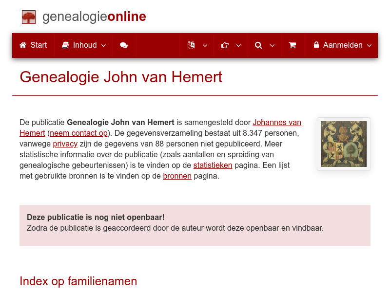 Screenshot van website