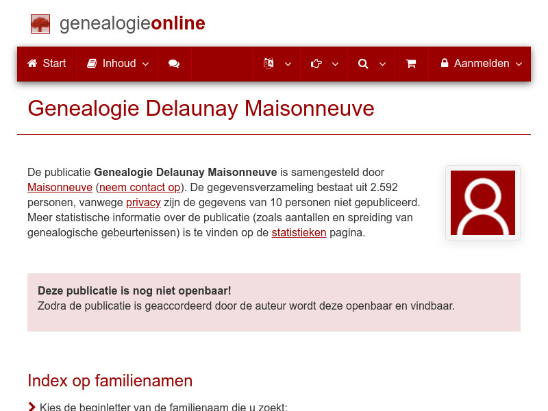 Screenshot van website