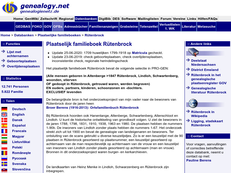 Screenshot van website