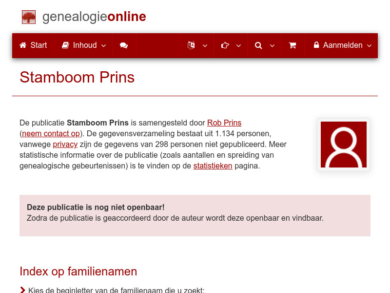 Screenshot van website