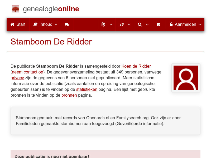 Screenshot van website