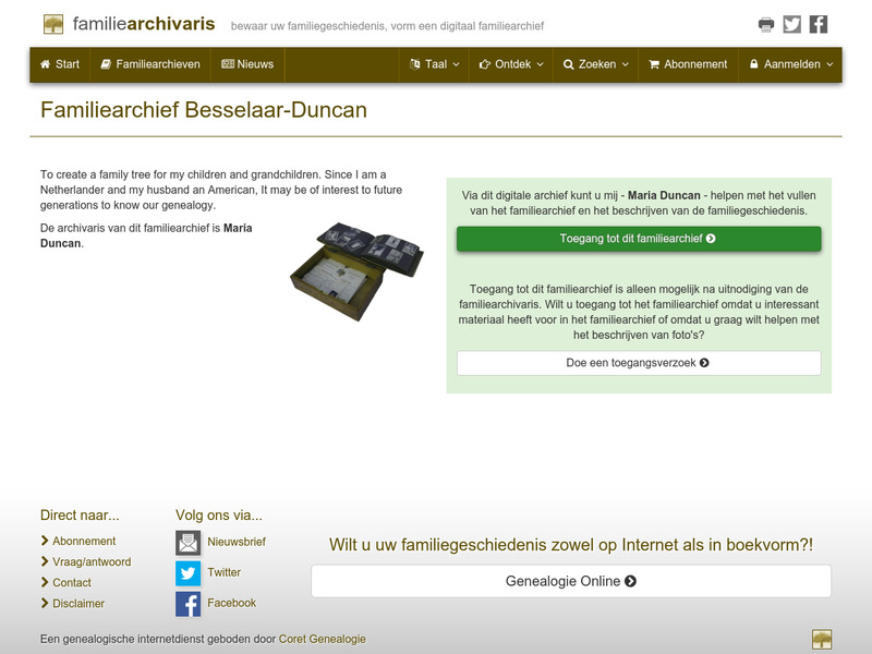 Screenshot van website