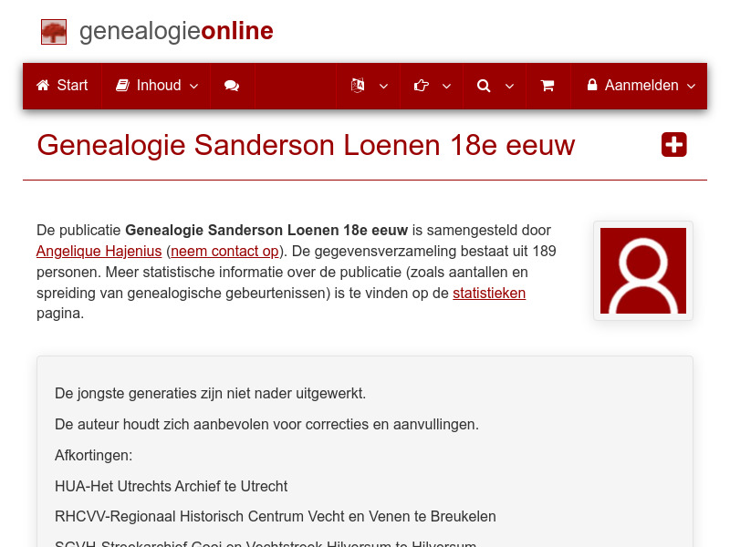 Screenshot van website