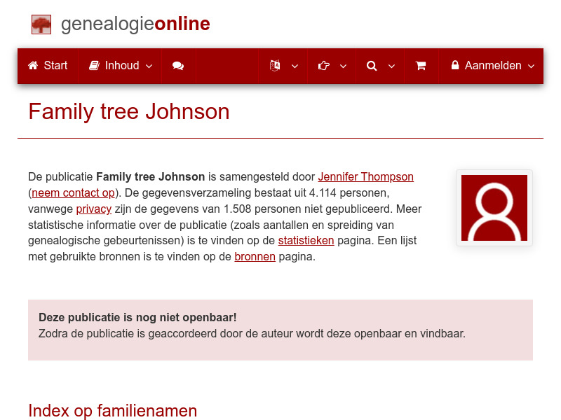 Screenshot van website
