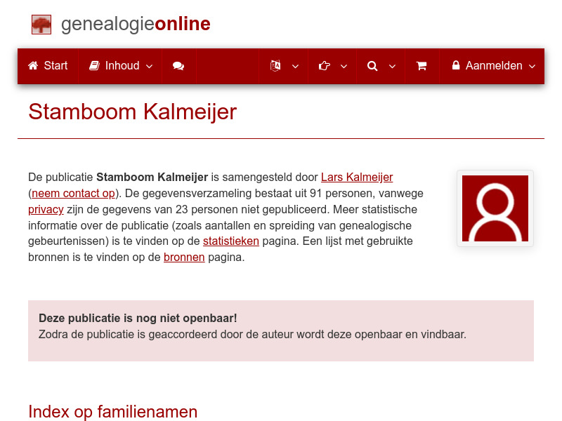 Screenshot van website
