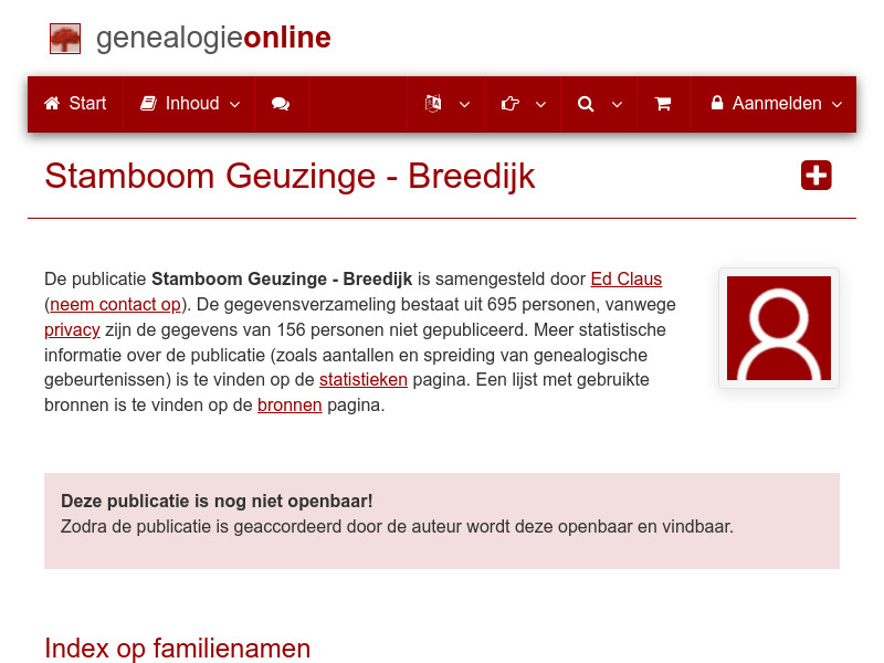 Screenshot van website