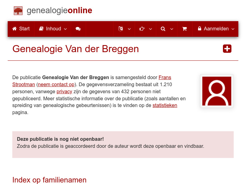 Screenshot van website